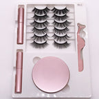 Eight Pairs Of Magnet False Eyelashes With Round Box Mirror & Magnetic Eyeliner Liquid