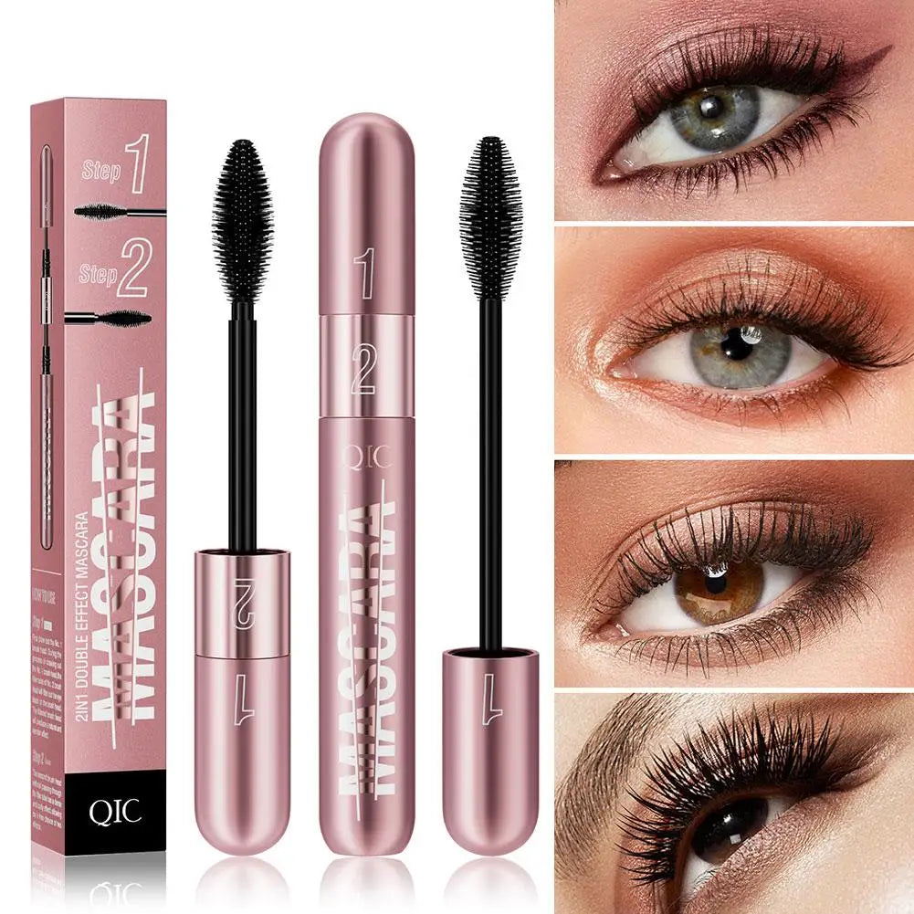 QIC - Double Effect Mascara Waterproof Lengthening Volume 5D Silk Fiber