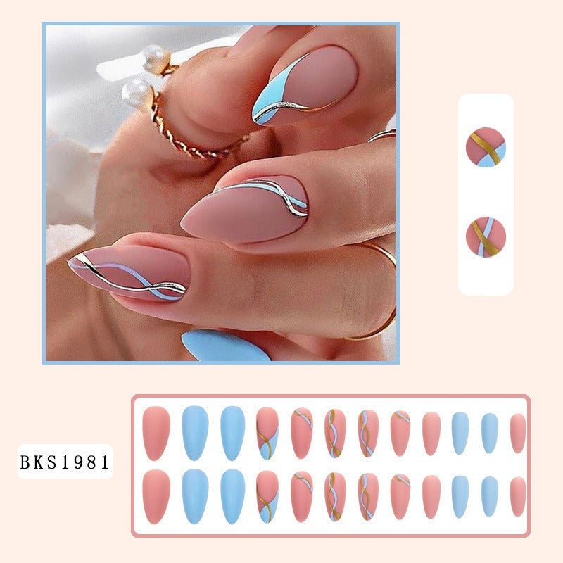 Nail Art - Mid Length Almond Nails (10 Sets/Multi Option)