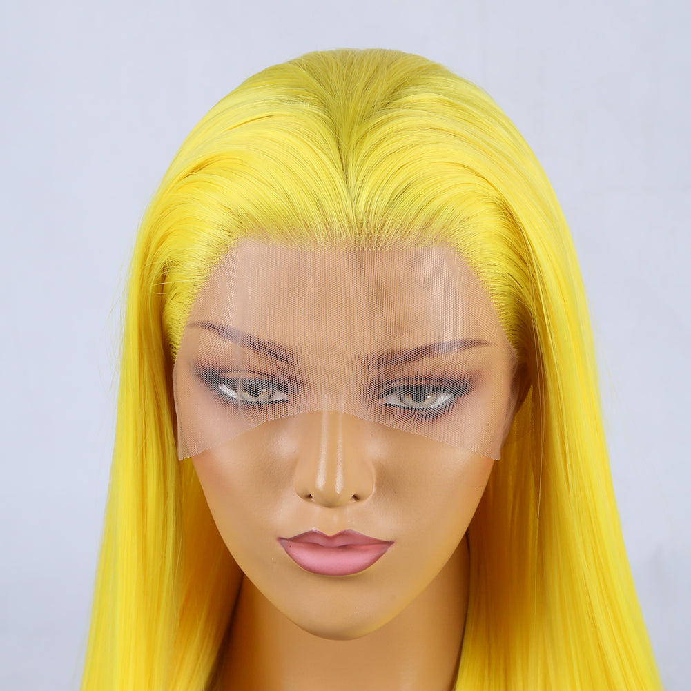 Yellow - Goddess Wig Natural Realistic Chemical Fiber Front Lace 16”-26”