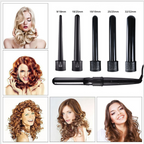5 Part Interchangeable Hair Curling Iron Ceramic + Heat Resistant Glove Set