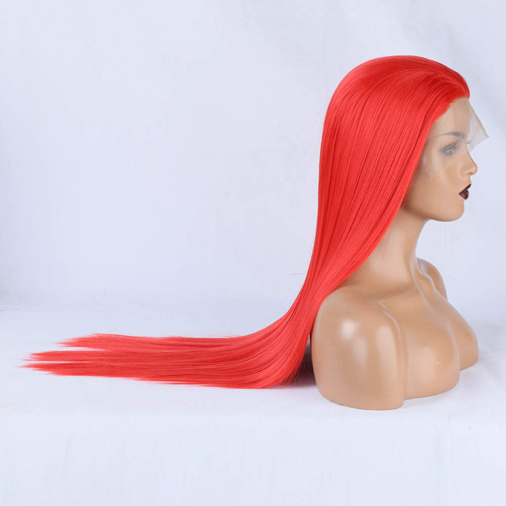 Flame Red - Goddess Wig Natural Realistic Chemical Fiber Front Lace 22”-26”