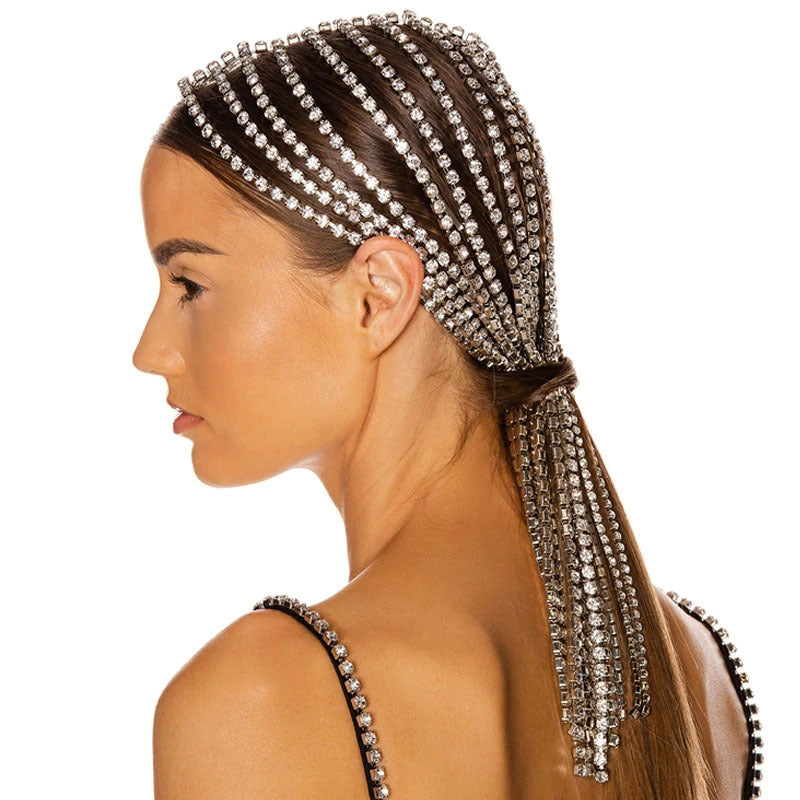 Embrace - Long Rhinestone Tassel Headpiece