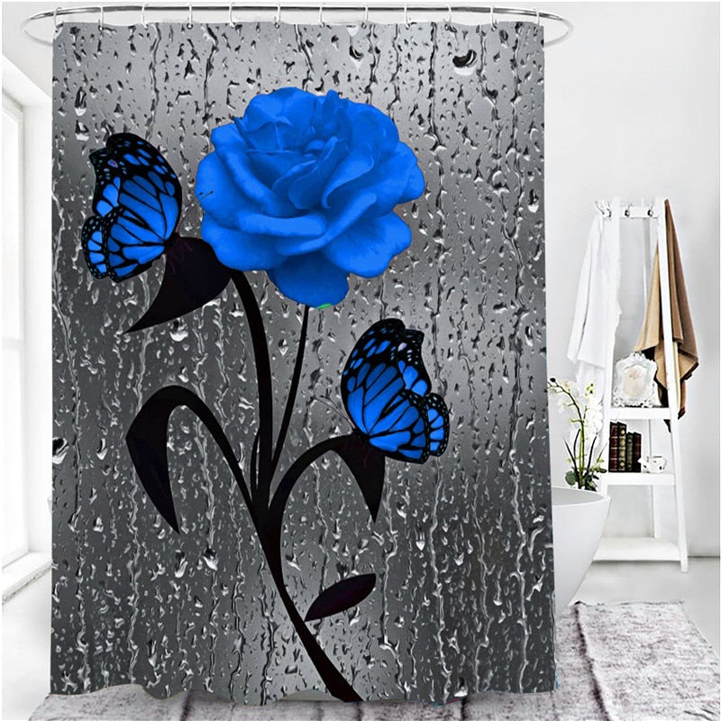 Roses & Butterflies - HD Polyester Waterproof Bathroom Sets