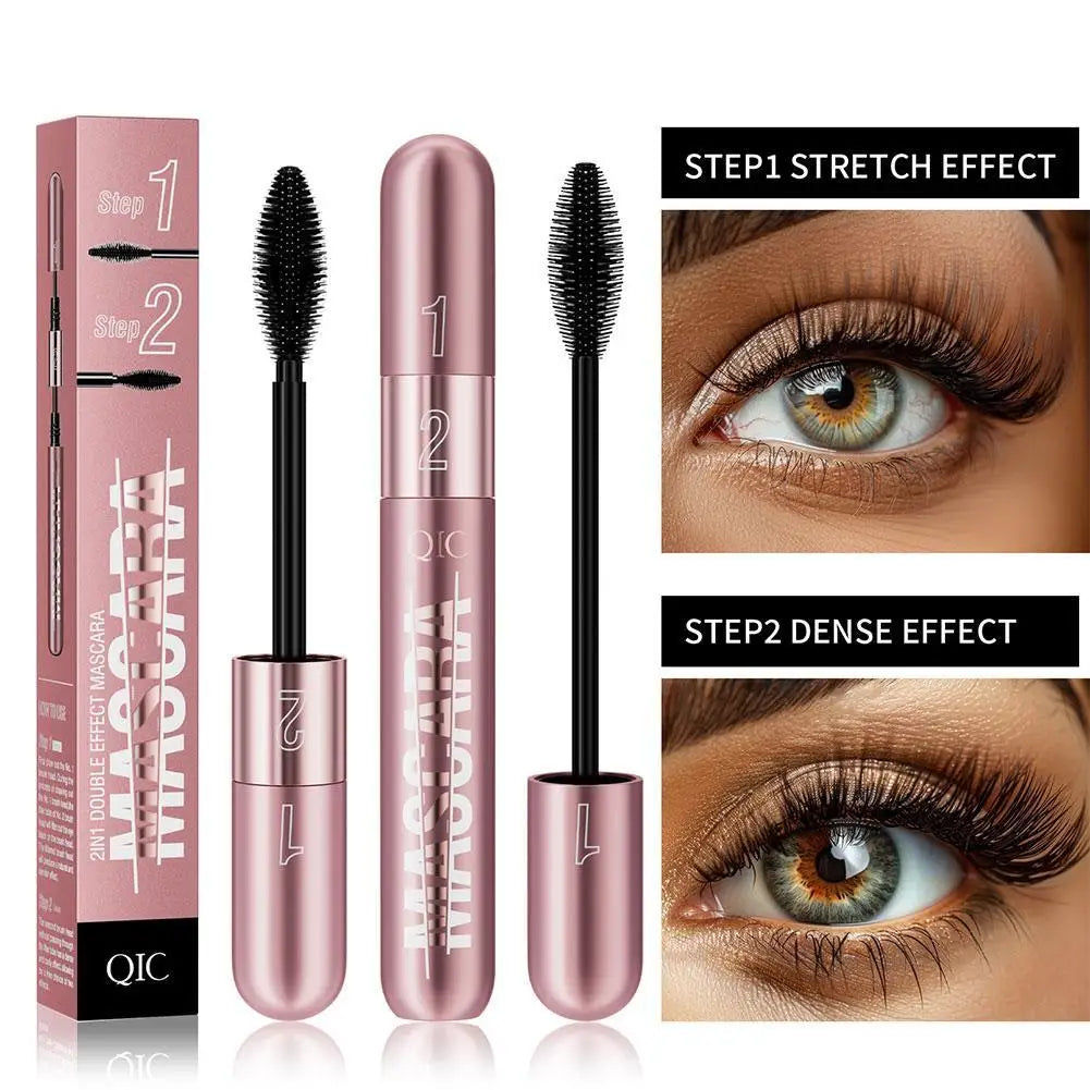 QIC - Double Effect Mascara Waterproof Lengthening Volume 5D Silk Fiber