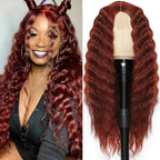 Multi Colored - Center Deep Wave Long Curly Headband Lace Wigs