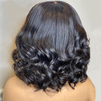 Black - Short Curly Back Wave Wig Chemical Fiber Front Lace 12” - 26”