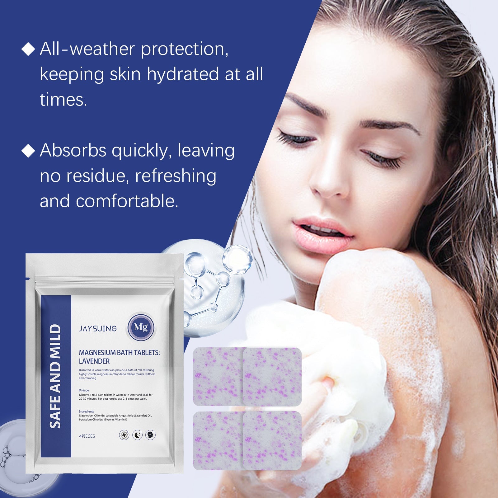 Jaysuing - Lavender Essential Oil Magnesium Bath Tablets