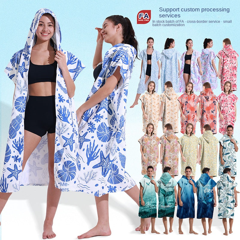 Zip- Up Hooded Bath Robe & Beach Towel