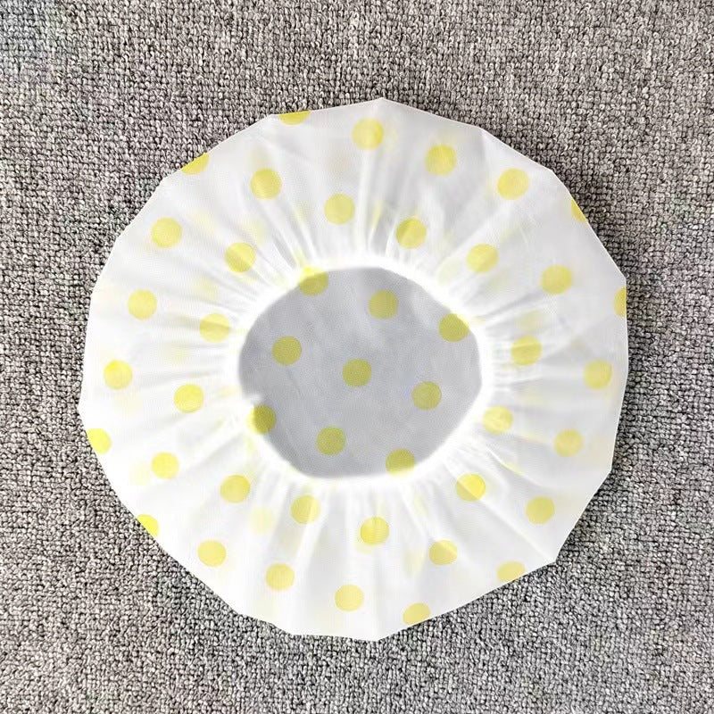 Thickened Shower Cap - Non-Disposable Reusable Waterproof Polka Dot PVC Adult Shower Cap