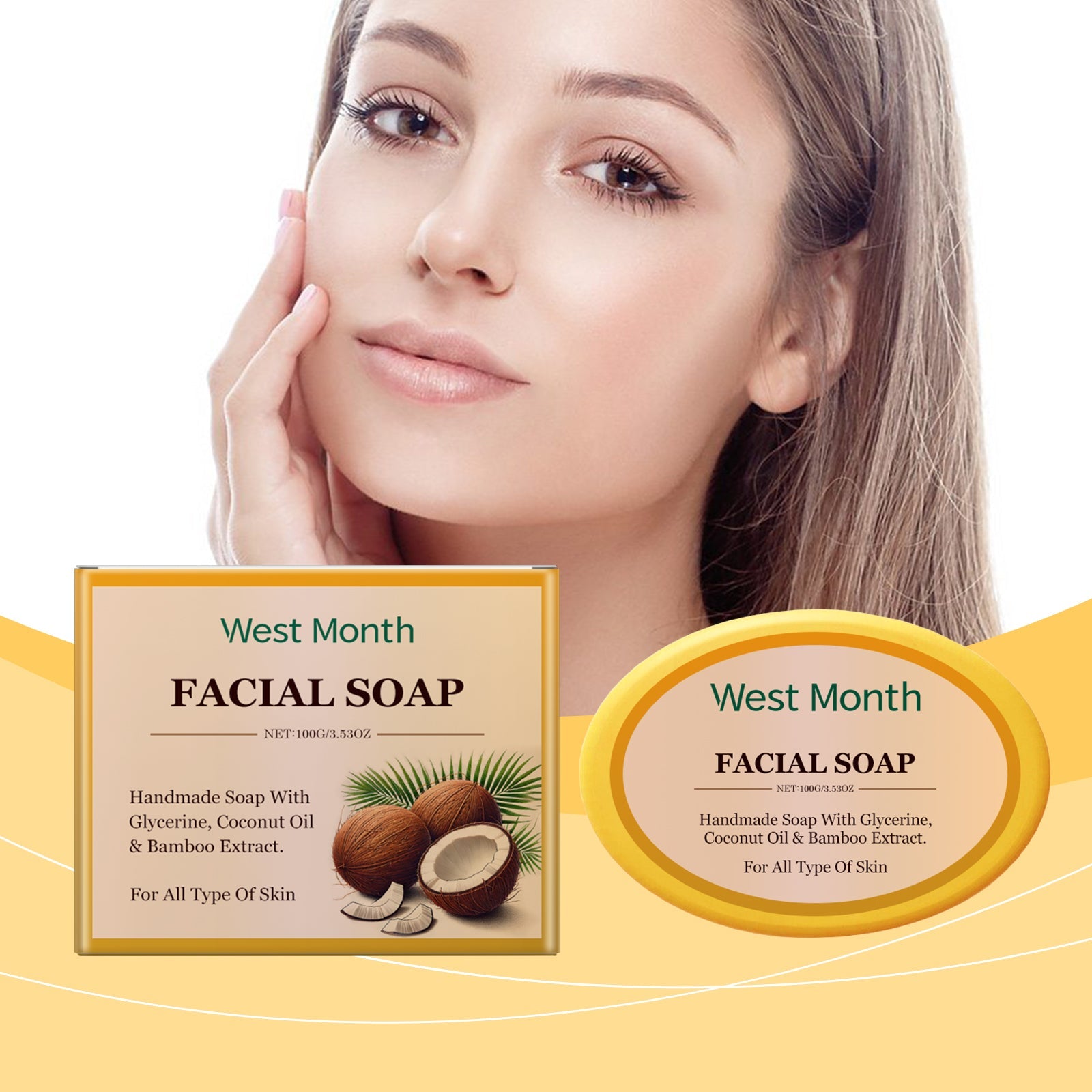 West Month - Glycerin, Coconut and, Bamboo Extract Facial Soap