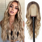Multi Colored - Small Center Split Large Wavy Long Curly Front Lace Wigs