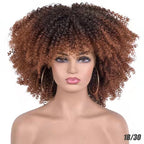 Multi Colored - Small Curly Synthetic Chemical Fiber Wig Full Head Set