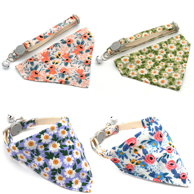Pet Bandanas & Collar - Floral Scarf for Cats and Dogs