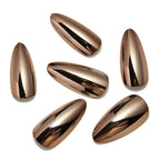 Metallic Press On Almond Nails - 486Gold/487Pink