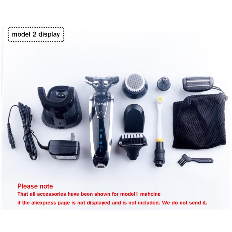 Kemei 7 in 1 Men's 3D Electric Shaver, Beard Trimmer, Toothbrush Rechargeable Razor for Men’s Shaving