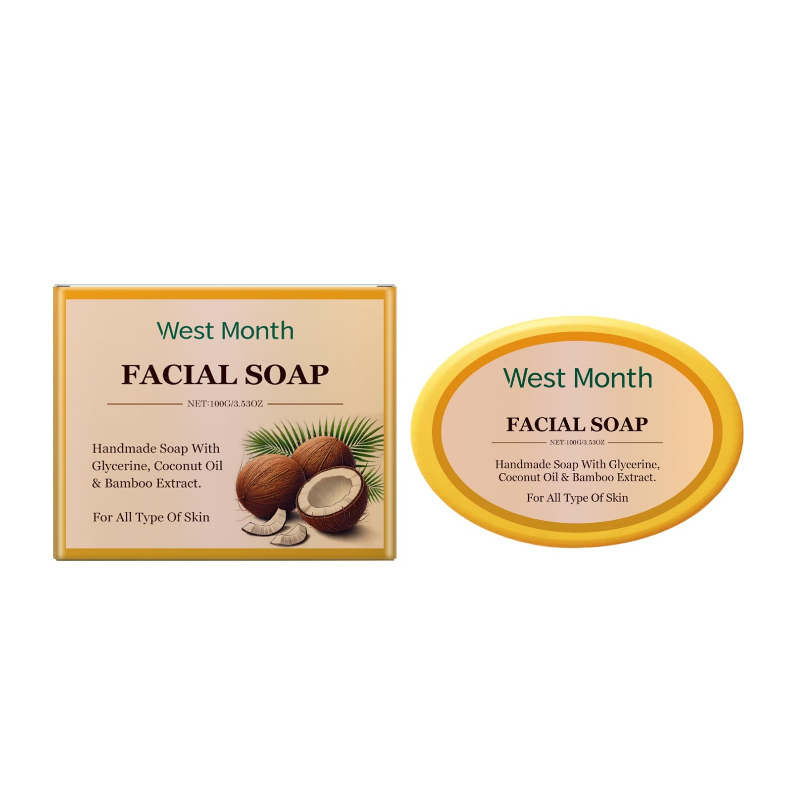 West Month - Glycerin, Coconut and, Bamboo Extract Facial Soap