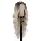 Black/Blonde Ombré - Synthetic Chemical Fiber Long Curly Front Lace Wig Headband