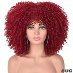 Multi Colored - Small Curly Synthetic Chemical Fiber Wig Full Head Set