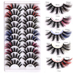 10 Pairs Of Color Mink Hair Thick Cross False Eyelashes 8D FLUFFY