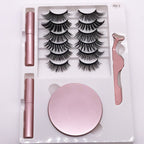 Eight Pairs Of Magnet False Eyelashes With Round Box Mirror & Magnetic Eyeliner Liquid