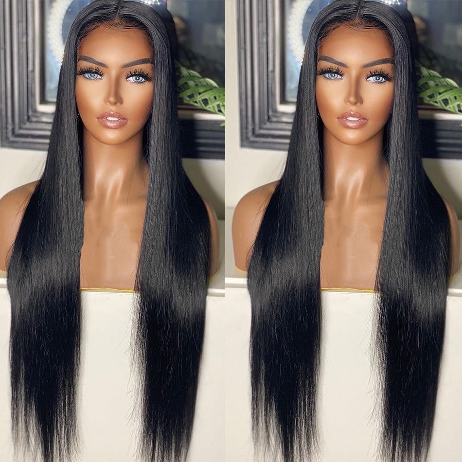 Black - Natural Transition Chemical Fiber Front Lace Long Straight Hair 14” - 26”