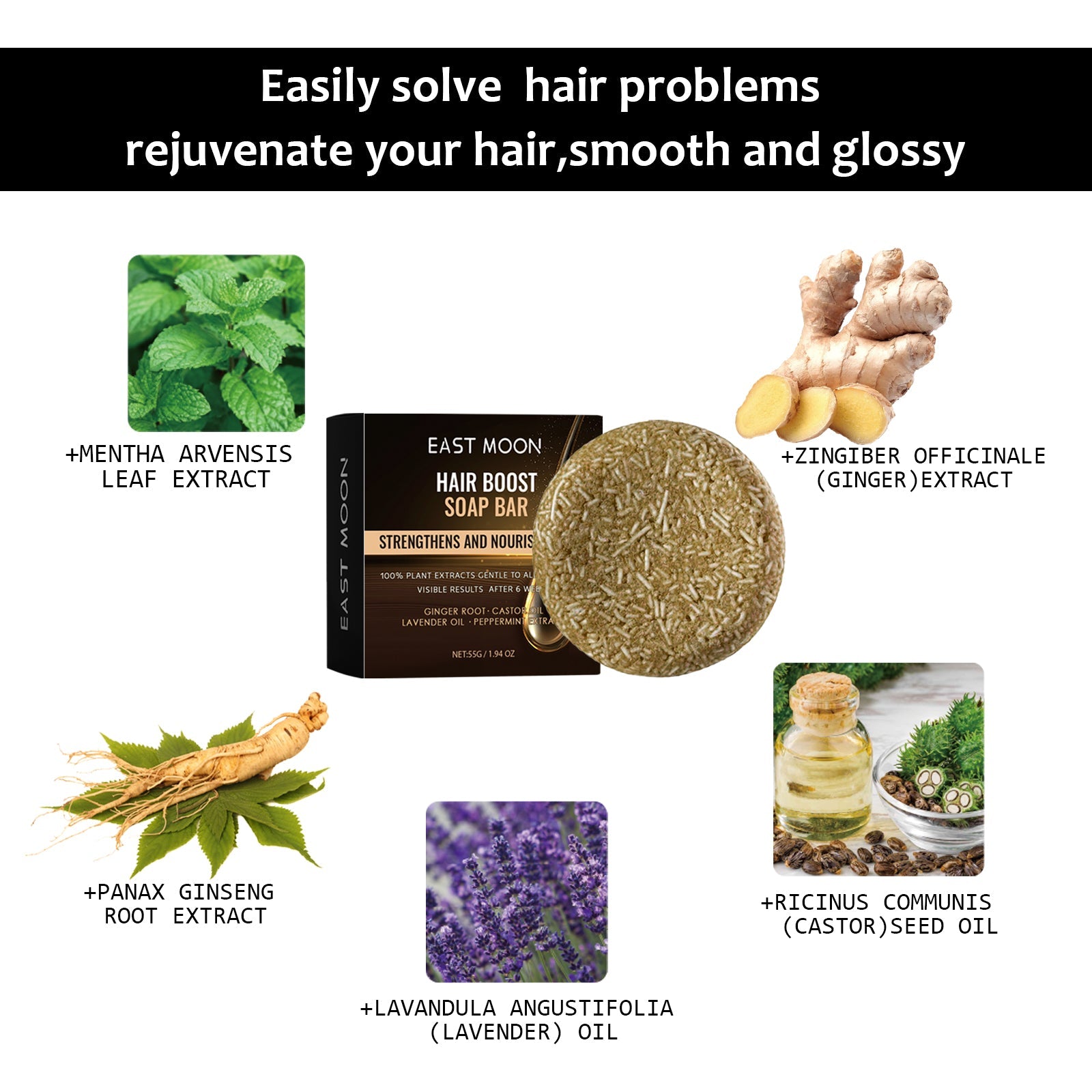 East Moon - Men's Hair Boost Soap Bar