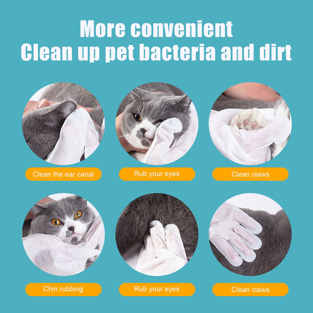 Yegbong - Pet Wash-Free Herbal Gloves, Cleaning Wipes No-Bath No-Wash Non-Woven Gloves