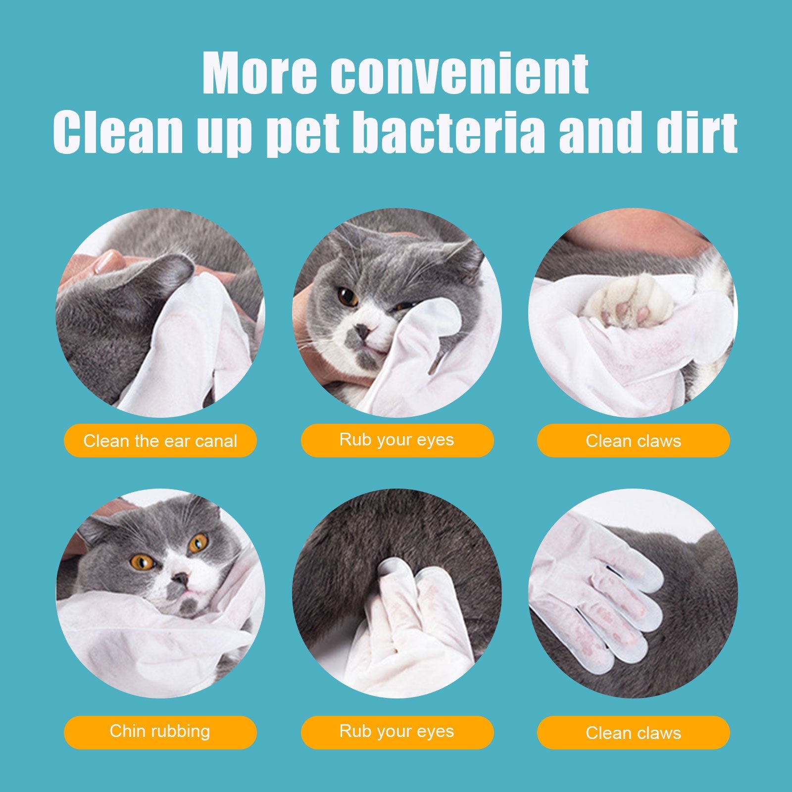 Yegbong - Pet Wash-Free Herbal Gloves, Cleaning Wipes No-Bath No-Wash Non-Woven Gloves