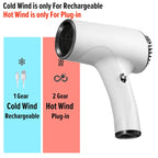 2600mAh Cordless Anion Blow Dryer 40/500W USB Rechargeable