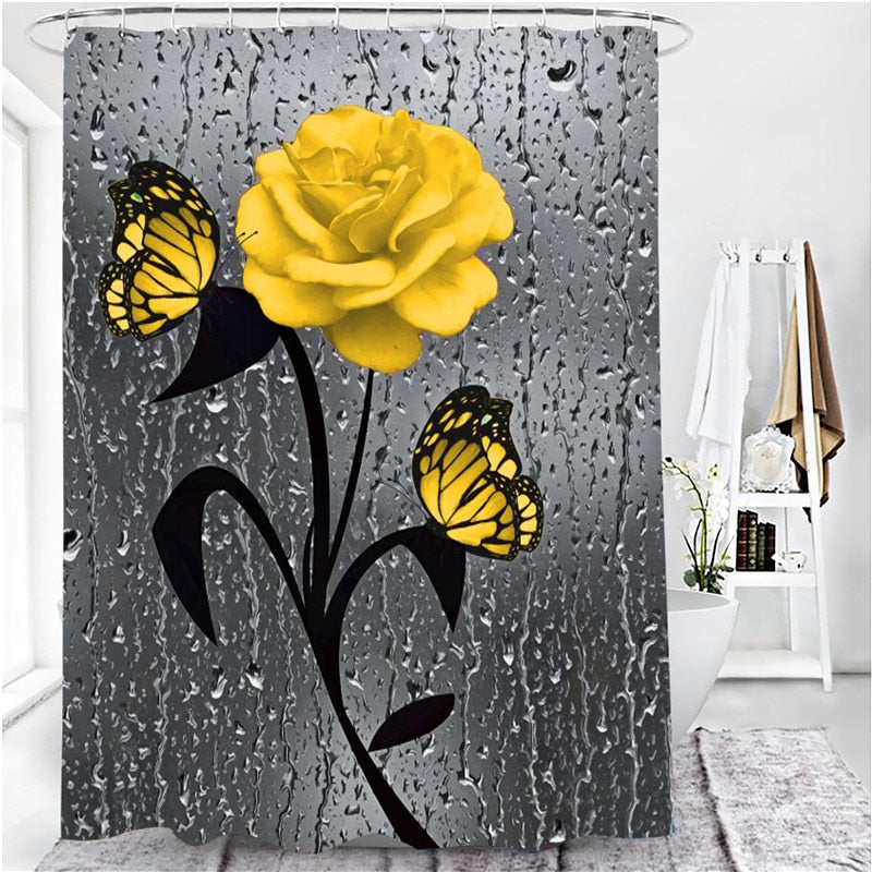 Roses & Butterflies - HD Polyester Waterproof Bathroom Sets