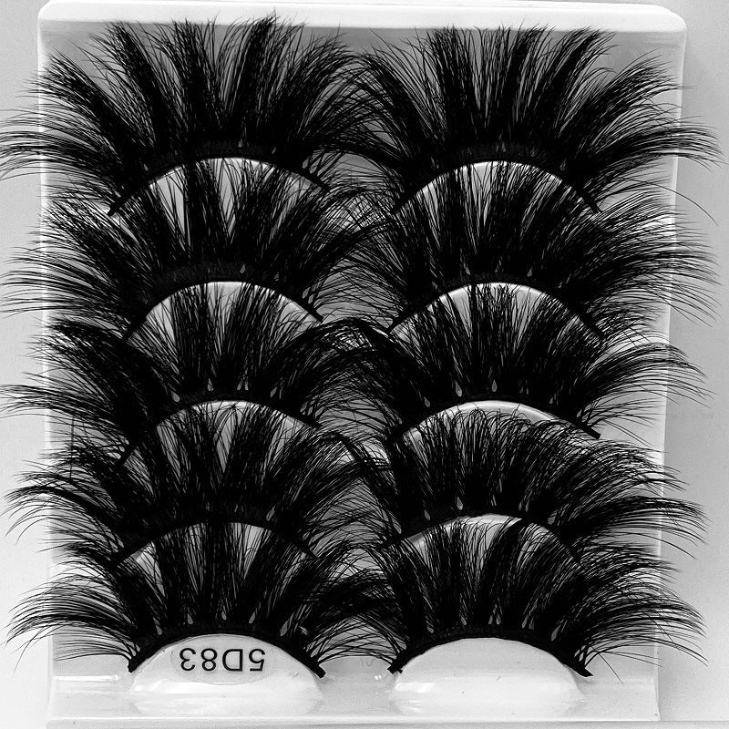 5D 25mm - 5 Pairs Mink Eyelashes Multi-Layer Lengthening Thick Thickened False Eyelashes