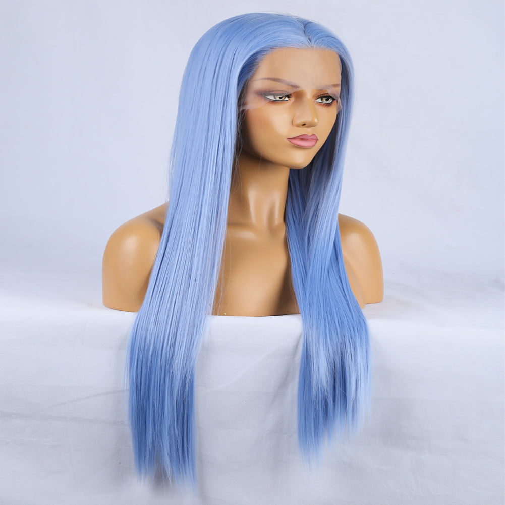 Ice Blue - Goddess Wig Natural Realistic Chemical Fiber Front Lace 16”-26”