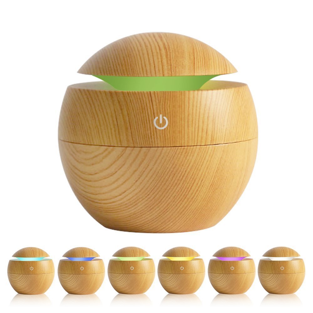 Natural Wood - Ultrasonic 7 Color LED Humidifier & Aromatherapy Diffuser
