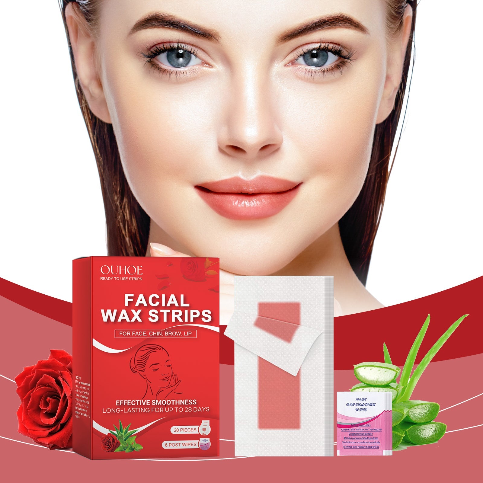 Ouhoe - Rose Facial Hair Wax Strips