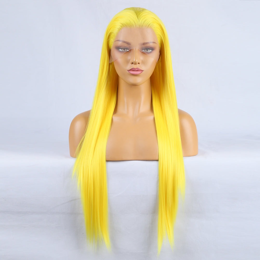 Yellow - Goddess Wig Natural Realistic Chemical Fiber Front Lace 16”-26”