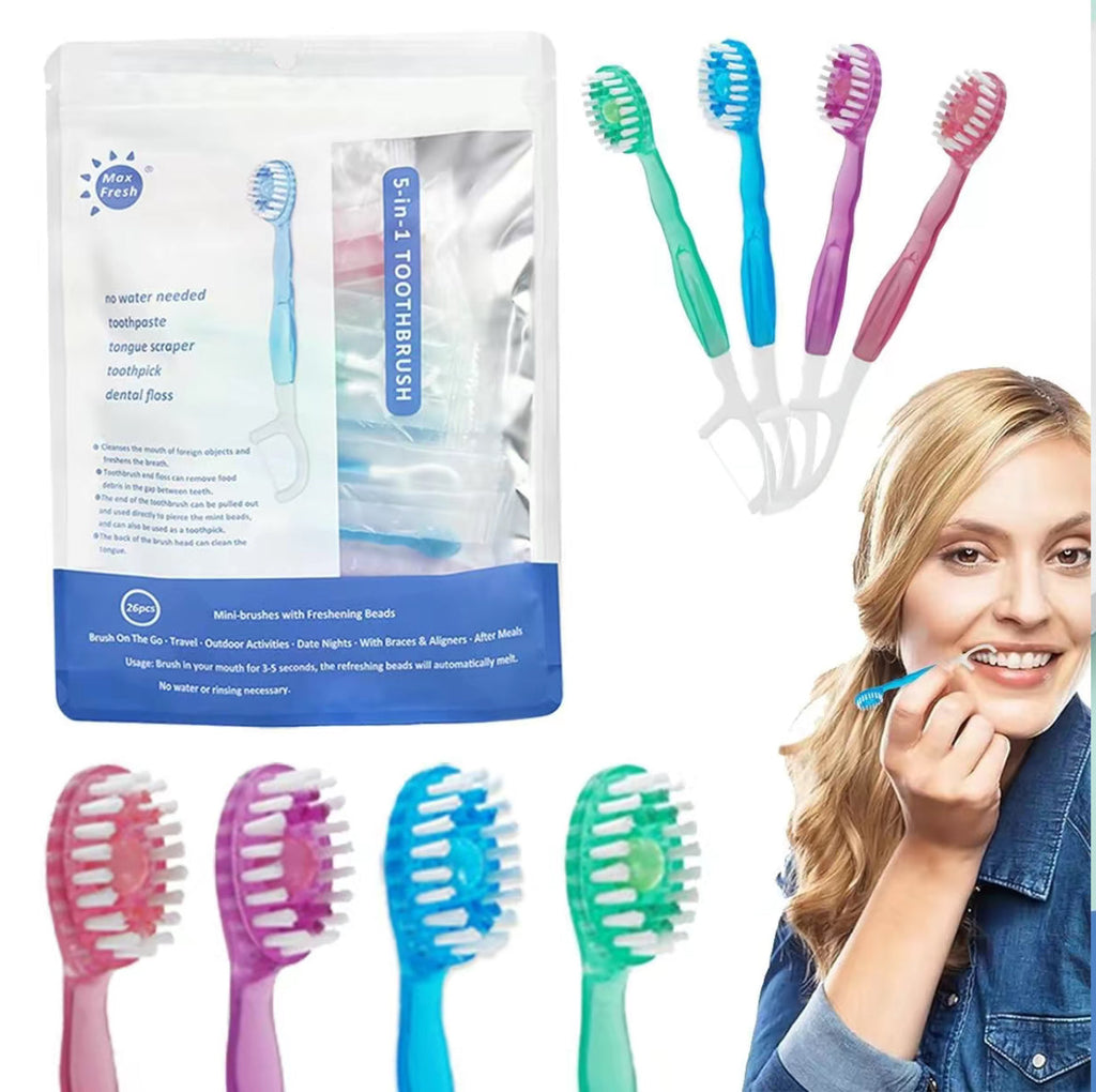 Max Fresh On The Go Kit - Toothbrush, Pick, Toothpaste, Tongue Scraper (26pc)