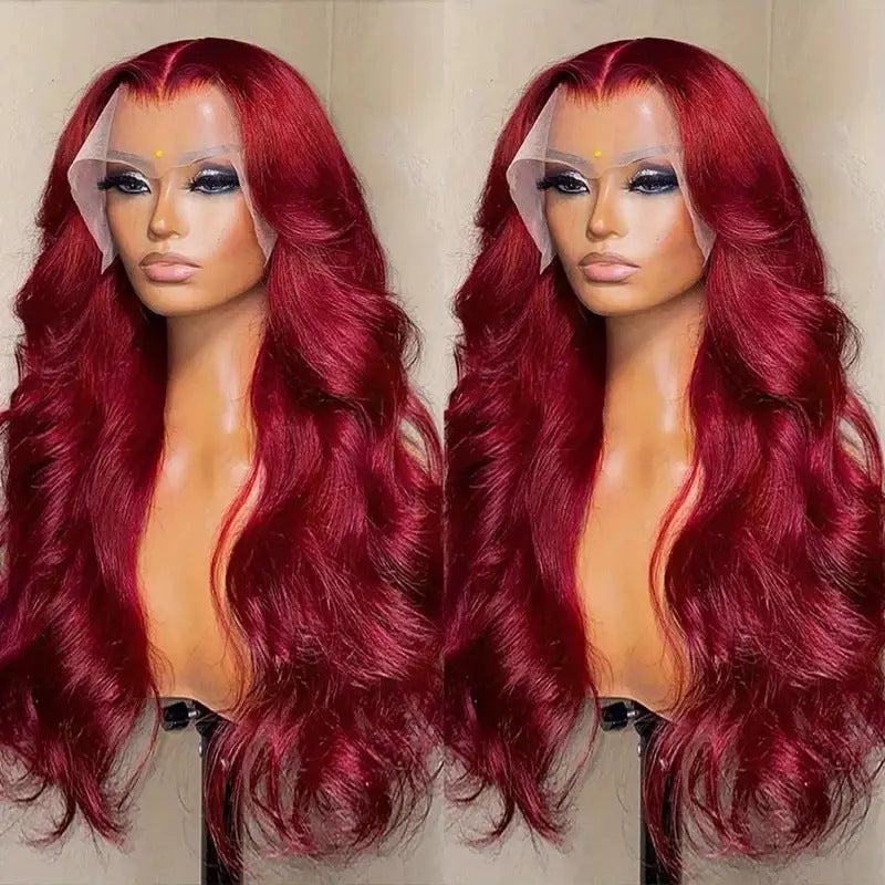 Synthetic Wine Red Wig