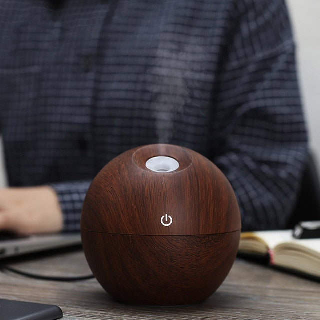 Natural Wood - Ultrasonic 7 Color LED Humidifier & Aromatherapy Diffuser