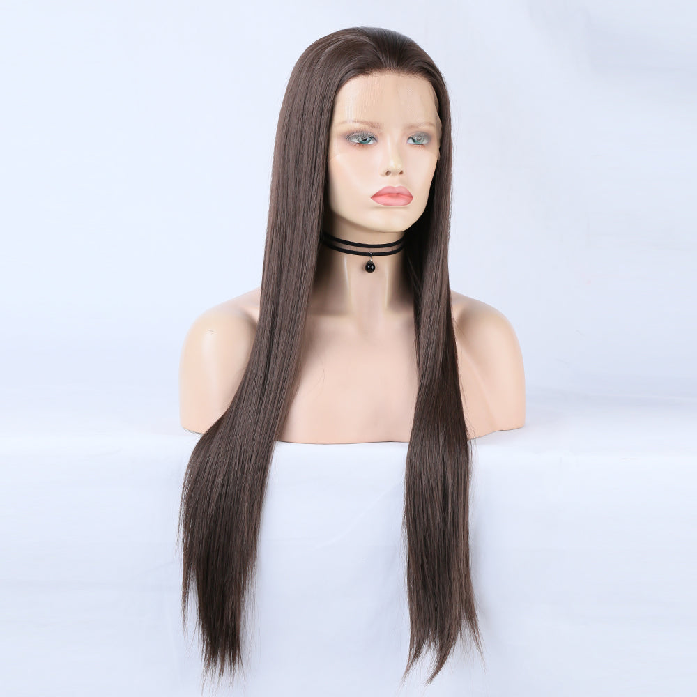 Dark Brown - Goddess Wig Natural Realistic Chemical Fiber Front Lace 22”-26”