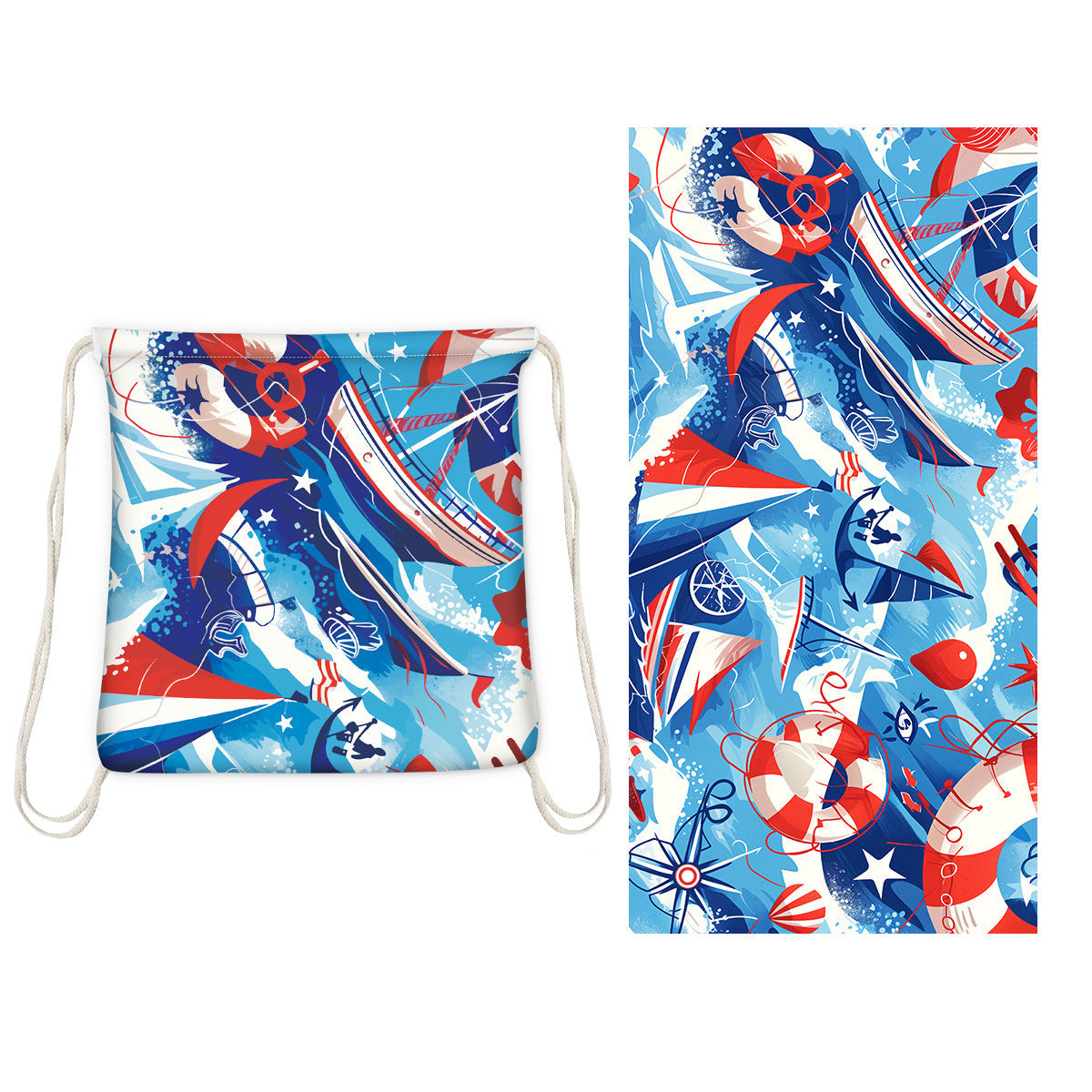 Two-in-One Beach Towel Bag - Printed Bath Towel All-In-One Beach Towel & Storage Bag