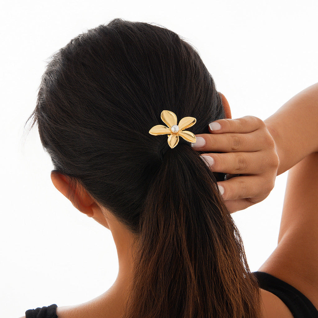 Bow & 5-Petal Flower - Alloy Hair Accessory