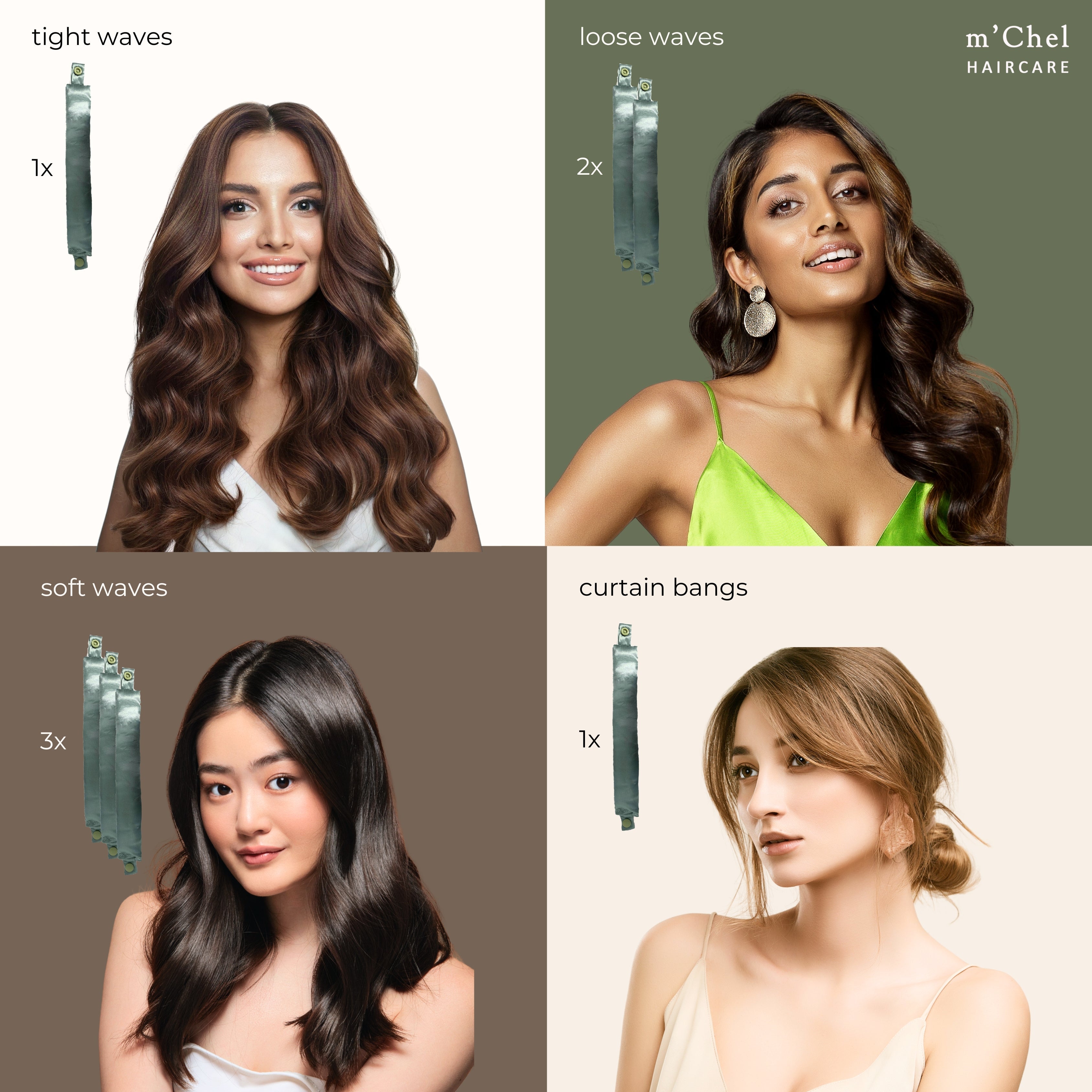 m’Chel Haircare - Satin Heatless Curler + Satin Wrap