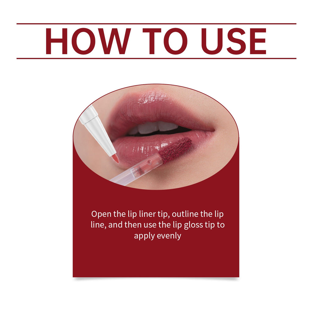 Eelhope - 2 In 1 Double Head Essence Lip Line & Lip Glaze Pen