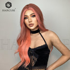 Autumn Ombré- Long Curly Hair 24” Women's Wig Set In The Middle Part Orange Pink