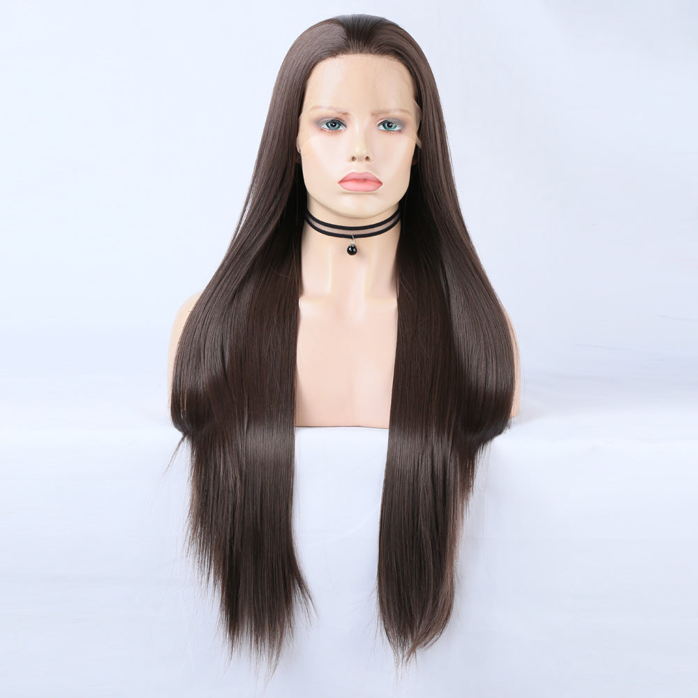 Dark Brown - Goddess Wig Natural Realistic Chemical Fiber Front Lace 22”-26”