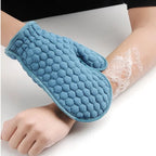 4PCS Exfoliating Bath Set (1 Back Scrubber, 1 Mitten Scrubber, 1 Long & 1 Round Scrubber)
