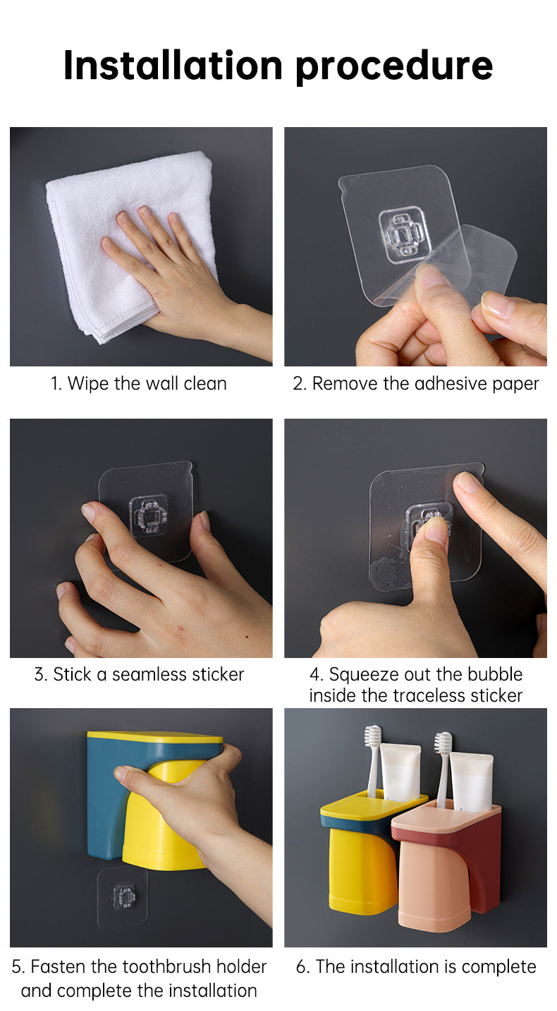Toothbrush Holder - Mounted Toothbrush & Cup Holder
