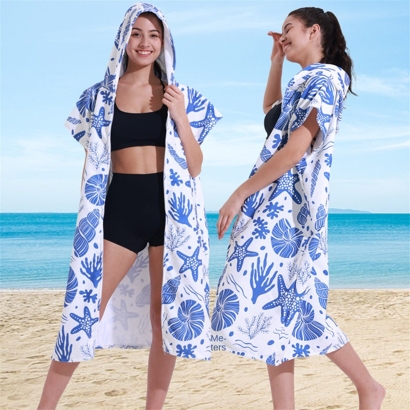 Zip- Up Hooded Bath Robe & Beach Towel