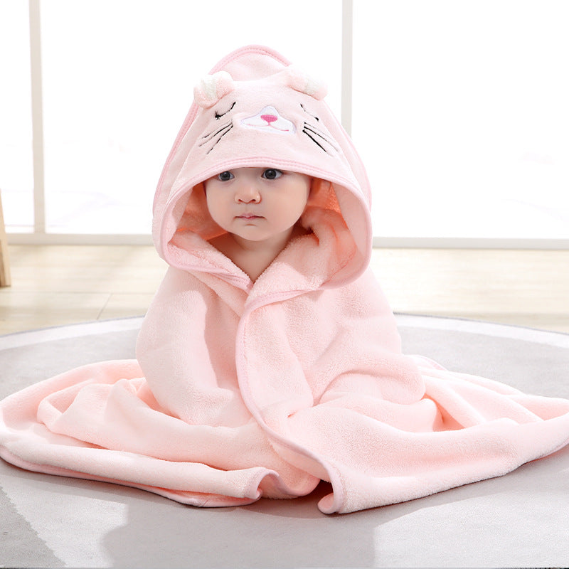 Animals - Baby Swaddle Towel Cute Fleece Hooded Bath Towel